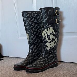 Juicy Couture Black and Gold Rain Boots
